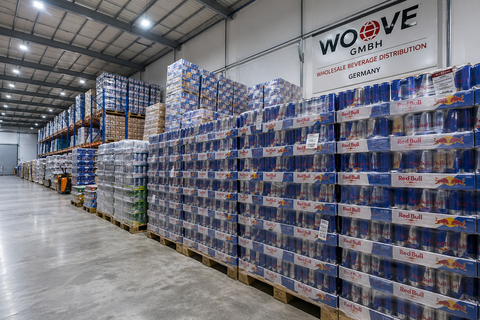 Wholesale energy drink pallet and container supply